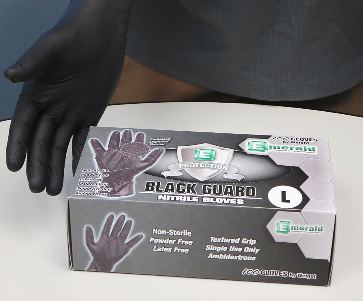 Black Guard™ Single-Use 7-mil Heavy Duty Nitrile Grip Gloves 